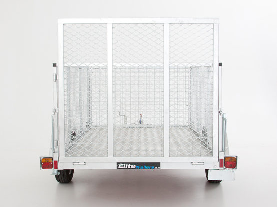 Back View of Aluminum Ride on trailer with Elite Logo Plate
