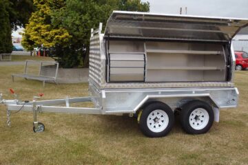 ALLOY TRADE TOP with Drawers and Shelving on 8x5 Braked HEAVY DUTY TANDEM TRAILERS